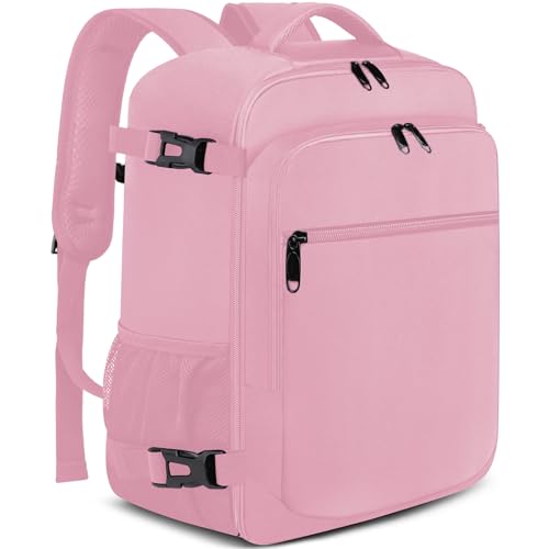 EZUOLA Ryanair Handgepäck Rucksack 40x20x25 für Damen - Klein, Reiserucksack mit Laptopfach, USB Ladeanschluss, 20L Weekender für Kurze Trips, Rosa von EZUOLA