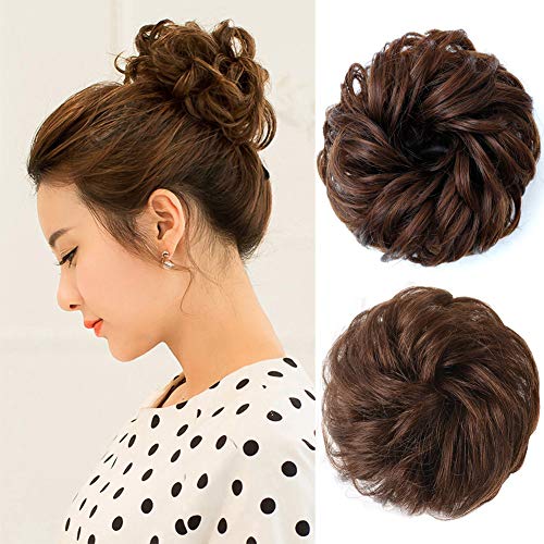 Damen-Haarteile, gelockt, gewellt, für Hochsteckfrisuren, Haargummi, unordentliches Chignon-Haarteil, glatt, Dunkelbraun Damen-Haarteile, gelockt, gewellt, für Hochsteckfrisuren, Haargummi, unordentliches Chignon-Haarteil, glatt, Dunkelbraun von EZVFIRPDFZ