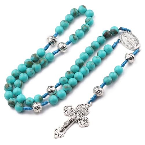 EZVFIRPDFZ 10 mm großer Rosenkranz mit Miraculous Michael-Medaille und Pardon-Kruzifix von EZVFIRPDFZ