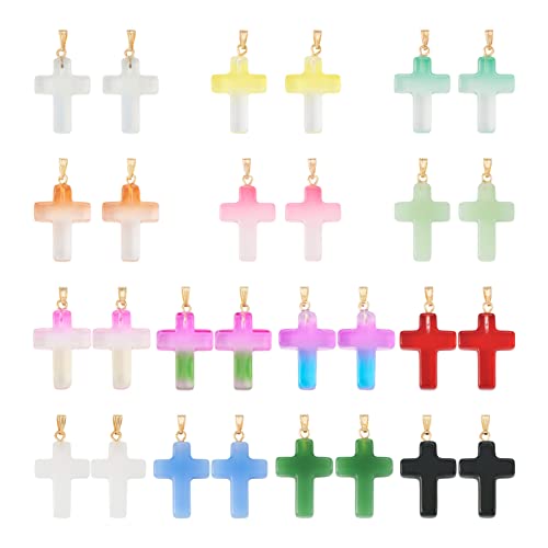 EZVFIRPDFZ 100 Stück Kruzifix-Kreuz-Holzanhänger, Kruzifix, bedruckt, Holzanhänger, gefärbtes Holz, religiöse, baumelnde Charms, 32,5–33,5 mm, für Männer und Frauen, DIY-Oster-Halskette von EZVFIRPDFZ