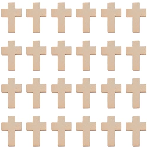 EZVFIRPDFZ 200 Stück 1,4 cm große Holz-Kreuz-Charm-Anhänger, Mini-Kreuz-Anhänger, natürliches Holz, kleine Kreuz-Charms, Großpackung für Partygeschenke, Ostern, Rosenkranz, Halskette von EZVFIRPDFZ