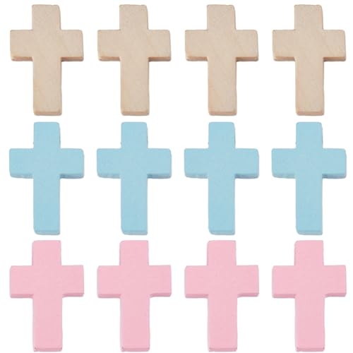 EZVFIRPDFZ 200 Stück 1,4 cm große Holz-Kreuz-Charm-Anhänger, Mini-Kreuz-Anhänger, natürliches Holz, kleine Kreuz-Charms, Großpackung für Partygeschenke, Ostern, Rosenkranz, Halskette von EZVFIRPDFZ