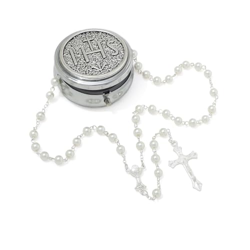 EZVFIRPDFZ 6 mm Perlen-Rosenkranz mit Kruzifix, katholische Halskette für Damen, mit Samtbeutel oder Rosenkranz-Box von EZVFIRPDFZ