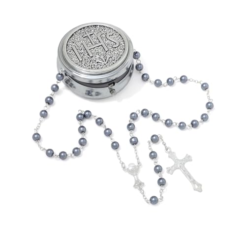 EZVFIRPDFZ 6 mm Perlen-Rosenkranz mit Kruzifix, katholische Halskette für Damen, mit Samtbeutel oder Rosenkranz-Box von EZVFIRPDFZ