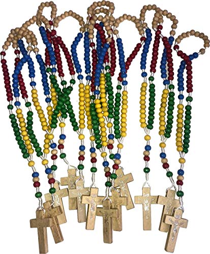 EZVFIRPDFZ Farbenfroher Rosenkranz aus Holz zum Aufhängen oder Beten, 5 Farben von EZVFIRPDFZ