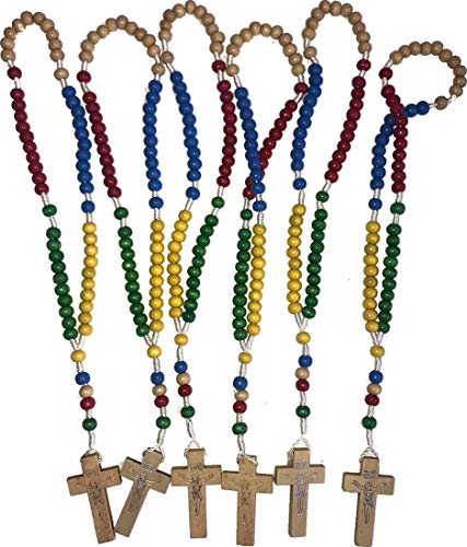 EZVFIRPDFZ Farbenfroher Rosenkranz aus Holz zum Aufhängen oder Beten, 5 Farben von EZVFIRPDFZ