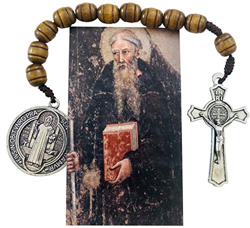 EZVFIRPDFZ Heiliger Benedikt Rosenkranz mit Gebetskarte im Taschenformat von EZVFIRPDFZ