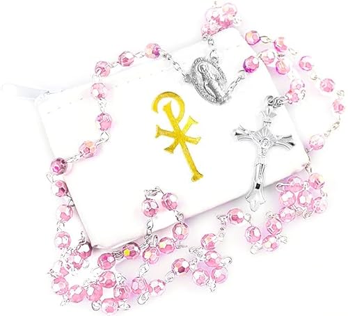EZVFIRPDFZ Katholischer Rosenkranz mit 6 mm Perlen, mit Vinyl-Rosenkranz-Etui von EZVFIRPDFZ