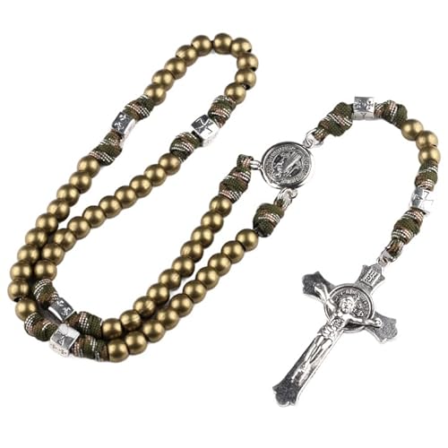 EZVFIRPDFZ Large and Heavy Stainless Steel Beads Rugged Durable Paracord Rosary Necklace for Men with St.Michael Center Piece and St.Benedict Crucifix EZVFIRPDFZ Large and Heavy Stainless Steel Beads Rugged Durable Paracord Rosary Necklace for Men with St.Michael Center Piece and St.Benedict Crucifix von EZVFIRPDFZ