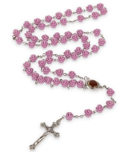 EZVFIRPDFZ Lila Rosenkranz Perlen Gesegnete Erde Heilige Länder Halskette römisch-katholisch christlich Terra Jerusalem von EZVFIRPDFZ