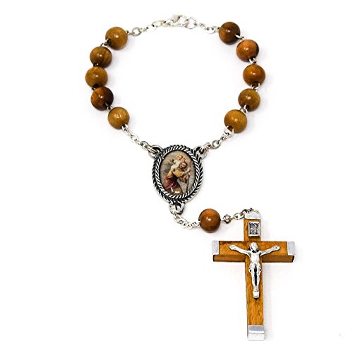 EZVFIRPDFZ One Decade Oliven-Auto-Rosenkranz, St. Christophorus, Medaille und Lourdes-Karte von EZVFIRPDFZ