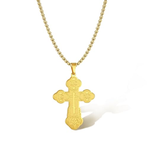 EZVFIRPDFZ Orthodoxe Kreuz Halskette für Männer Christus Orthodox Kruzifix Anhänger Edelstahl Christliches Geburtstagsgeschenk EZVFIRPDFZ Orthodoxe Kreuz Halskette für Männer Christus Orthodox Kruzifix Anhänger Edelstahl Christliches Geburtstagsgeschenk von EZVFIRPDFZ
