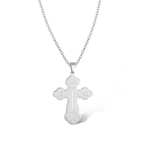 EZVFIRPDFZ Orthodoxe Kreuz Halskette für Männer Christus Orthodox Kruzifix Anhänger Edelstahl Christliches Geburtstagsgeschenk EZVFIRPDFZ Orthodoxe Kreuz Halskette für Männer Christus Orthodox Kruzifix Anhänger Edelstahl Christliches Geburtstagsgeschenk von EZVFIRPDFZ