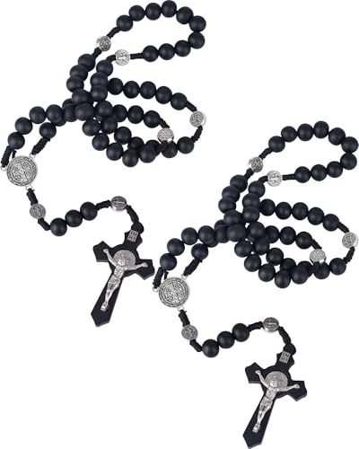 EZVFIRPDFZ Rosenkranz-Halskette, handgefertigt, Holz, Metall, Kreuz, für katholisches oder christliches Geschenk von EZVFIRPDFZ