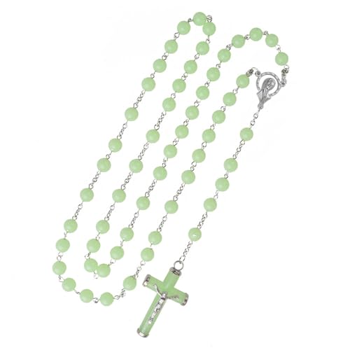 EZVFIRPDFZ Rosenkranz Katholisch für Frauen Rosenkranz Halskette Holz Kreuz Anhänger Halskette Taufe Konfirmation Kommunion von EZVFIRPDFZ