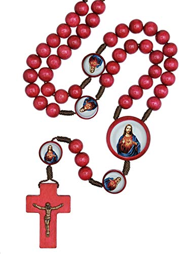 EZVFIRPDFZ Rosenkranz "Our Father" mit farbigem Holz (rotheiliges Herz) von EZVFIRPDFZ