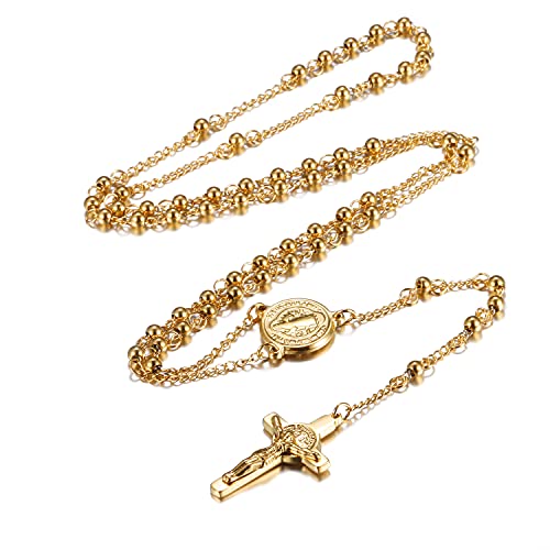 EZVFIRPDFZ Rosenkranz-Perlenkreuz-Halskette für Damen und Herren, Edelstahl, lange Halskette, Geschenk, Y-Halskette EZVFIRPDFZ Rosenkranz-Perlenkreuz-Halskette für Damen und Herren, Edelstahl, lange Halskette, Geschenk, Y-Halskette von EZVFIRPDFZ