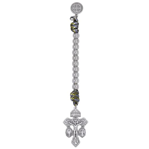 EZVFIRPDFZ Rosenkranz-Strang "One Decade", Kreuz- und Benedikt-Medaillenanhänger, zum Aufhängen an einer Handtasche oder einem Rucksack, hergestellt in Italien von EZVFIRPDFZ