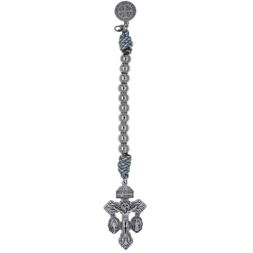 EZVFIRPDFZ Rosenkranz-Strang mit Aufschrift "One Decade", "Pardon Cross and Saint Benedikt"-Medaille, zum Aufhängen an einer Handtasche oder einem Rucksack, hergestellt in Italien von EZVFIRPDFZ