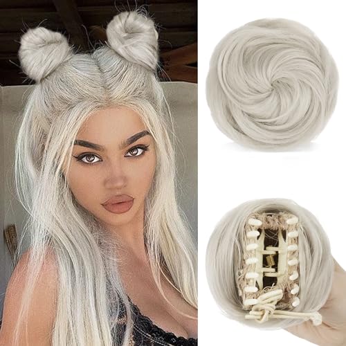 Mini-Knotenverlängerung mit Katzenohren zum Anklippen, synthetische Donut-Perücke, Zubehör, Hochsteckfrisur, Weltraumbrötchen für Frauen und Mädchen, 2 Stück von EZVFIRPDFZ