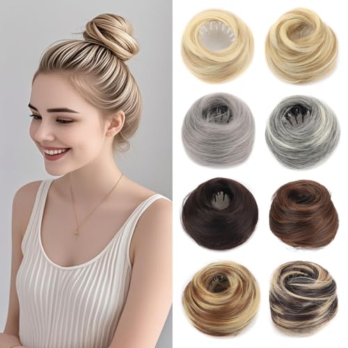 Neat Highlight Dutt Verlängerung Clip in synthetischem Donut Haarteil Chignon für Frauen verstellbare Hochsteckfrisur für dünn (2M30#) von EZVFIRPDFZ