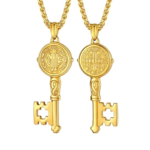 U7 St. Benedikt Medaille Halskette Gold oder 316L Edelstahl Christliche sakramentale Medaille Abwehr des Bösen Schutz Schmuck katholisch für Männer Frauen U7 St. Benedikt Medaille Halskette Gold oder 316L Edelstahl Christliche sakramentale Medaille Abwehr des Bösen Schutz Schmuck katholisch für Männer Frauen von EZVFIRPDFZ