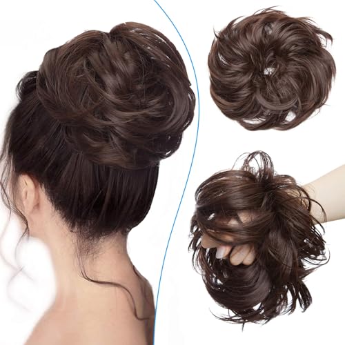 Unordentliche Hochsteckfrisur-Dutts für Frauen, synthetische Pferdeschwanz-Haargummis, Donut-Chignon-Haarteile, Extensions, Aschblond bis Bleichblond von EZVFIRPDFZ