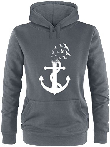 EZYshirt® Anker Ocean Damen Hoodie | Damen Kapuzenpullover | Damen Pullover von Ezyshirt