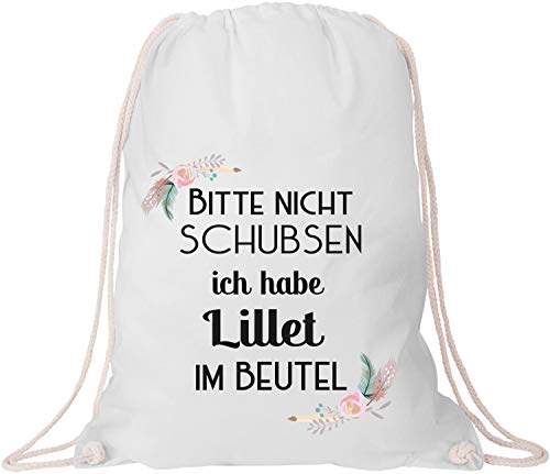 EZYshirt® Bitte nicht schubsen ich habe Lillet im Beutel Baumwoll Stoffbeutel von Ezyshirt