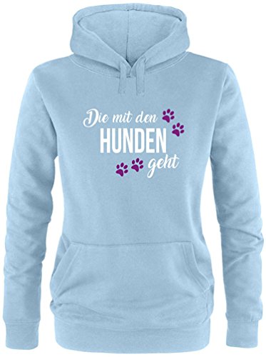 EZYshirt® Die mit den Hunden geht Damen Hoodie | Damen Kapuzenpullover | Damen Pullover von Ezyshirt