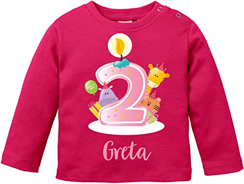 EZYshirt® Geburtstag Baby | 2. Geburtstag niedliche Tiere feiern die erste Geburtstags Party Body | T-Shirt | Pullover aus Reiner 100% Bio Baumwolle von Ezyshirt