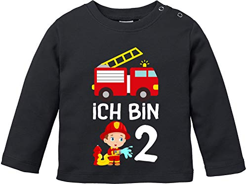 EZYshirt® Kinder Feuerwehrauto 2. Geburtstag Jungen T-Shirt Baby Langarm Bio Baumwolle von Ezyshirt