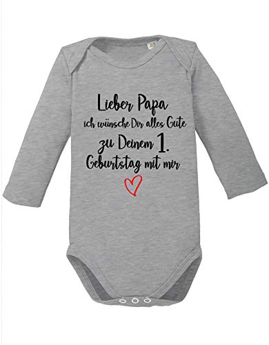 EZYshirt® Lieber Papa ich wünsche dir Alles Gute zum 1. Geburtstag mit Mir Body Baby Langarm Bio Baumwolle von Ezyshirt