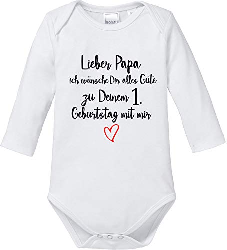 EZYshirt® Lieber Papa ich wünsche dir Alles Gute zum 1. Geburtstag mit Mir Body Baby Langarm Bio Baumwolle von Ezyshirt