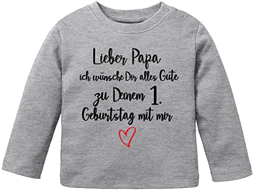 EZYshirt® Lieber Papa ich wünsche dir Alles Gute zum 1. Geburtstag mit Mir T-Shirt Langarm Baby Bio Baumwolle von Ezyshirt