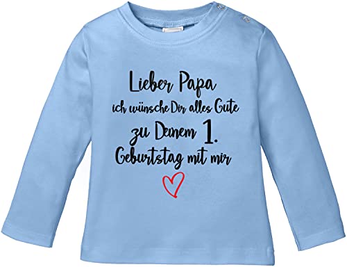 EZYshirt® Lieber Papa ich wünsche dir Alles Gute zum 1. Geburtstag mit Mir T-Shirt Langarm Baby Bio Baumwolle von Ezyshirt