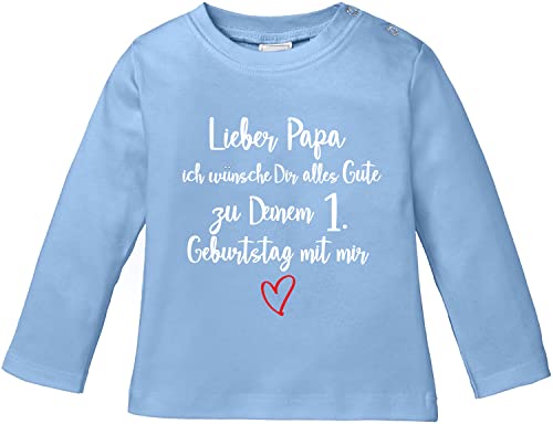 EZYshirt® Lieber Papa ich wünsche dir Alles Gute zum 1. Geburtstag mit Mir T-Shirt Langarm Baby Bio Baumwolle von Ezyshirt