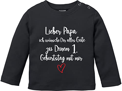 EZYshirt® Lieber Papa ich wünsche dir Alles Gute zum 1. Geburtstag mit Mir T-Shirt Langarm Baby Bio Baumwolle von Ezyshirt