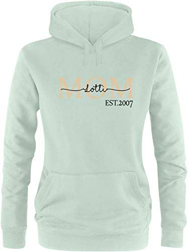 EZYshirt® Mom Pullover mit Kindernamen | personalisierbar auch als Geschenk Pullover Damen | Frauen Kapuzenpullover | Hoodie von Ezyshirt