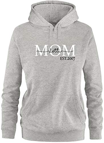 EZYshirt® Mom Pullover mit Kindernamen | personalisierbar auch als Geschenk Pullover Damen | Frauen Kapuzenpullover | Hoodie von Ezyshirt