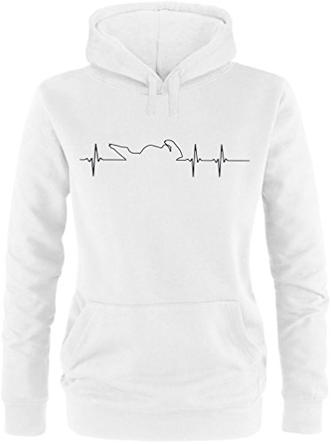 Ezyshirt® Motorrad Frequenz Damen Hoodie | Damen Kapuzenpullover | Damen Pullover von Ezyshirt