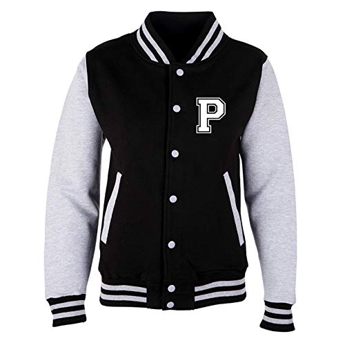 EZYshirt® Personalisierte Kinder College Jacke | Jungen & Mädchen Baseball Jacke | Schwarz | Buchstabenmuster von Ezyshirt