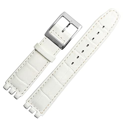 EZZON 17 mm 19 mm echtes Kalbsleder-Armband für Swatch-Uhrenarmband Herren und Damen, Alligator-Muster, Uhrenarmband, Zubehör, 19 mm, Achat von EZZON