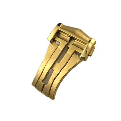 EZZON 18 mm 20 mm spitze Faltschließe für Omega-Gummi-Lederarmband, schwarz, rotgold, Edelstahl, Butterfly-Verschluss, 18 mm von EZZON