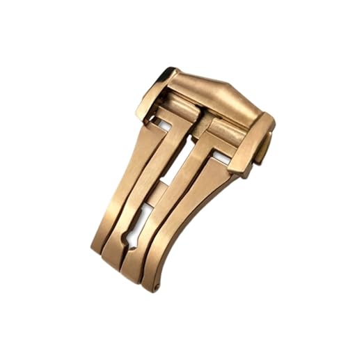 EZZON 18 mm 20 mm spitze Faltschließe für Omega-Gummi-Lederarmband, schwarz, rotgold, Edelstahl, Butterfly-Verschluss, 20 mm von EZZON