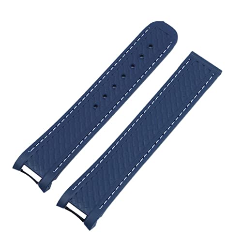 EZZON 20 mm Gummi-Uhrenarmband für Omega-Armband Seamaster 300 AT150 Aqua Terra, ultraleicht, 8900 Stahlschnalle, Uhrenarmband (Farbe: Hellblau-Weiß, Größe: ohne Schnalle) von EZZON