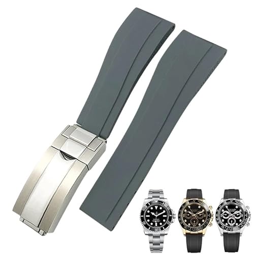 EZZON 20 mm Gummi-Uhrenarmband für Rolex Daytona Submariner GMT Yacht-Master Oysterflex Silikonband Faltschließe, 20mm Rose buckle, Achat von EZZON