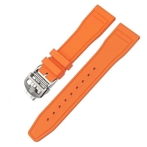 EZZON 22 mm weiches Fluorkautschuk FKM Uhrenarmbänder für IWC Big Pilot Portofino Top Gun Naturkautschuk 21 mm 20 mm Uhrenarmband (Farbe: orange rund, Größe: 20 mm) von EZZON