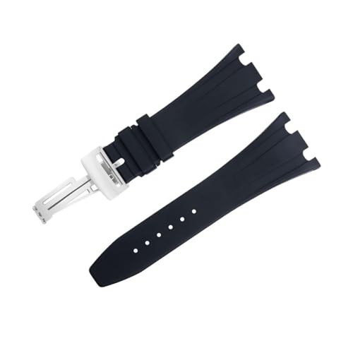 EZZON 28 mm weiches Fluorkautschuk FKM-Gummi, passend für AP-Armband 26170, 26176, 25940, für Audemars Piguet Uhrenarmband, Klappschnalle, 28mm, Achat von EZZON