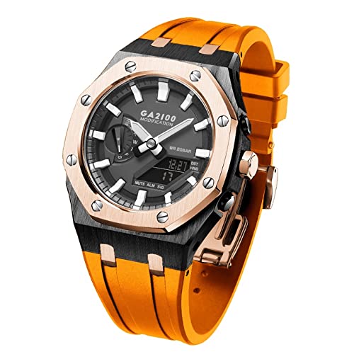 EZZON 5. Für GA-B2110 GA2100 Mod Kit Metall-Uhrenlünette Weiches Silikonarmband Uhrenmodding Ersatzzubehör, Einheitsgröße, Achat von EZZON